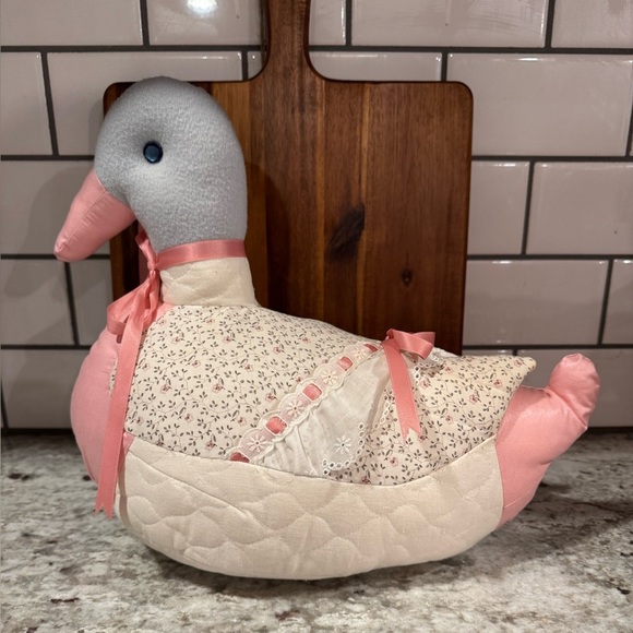 Vintage Farmhouse Quilted Mallard Duck Door Stopper Weighted Bottom - Picture 2 of 9